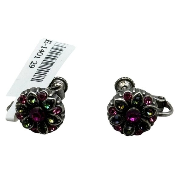 Mariana twist floral handmade crystals blue green silver tone E-1401 29 READ NEW - Picture 1 of 6